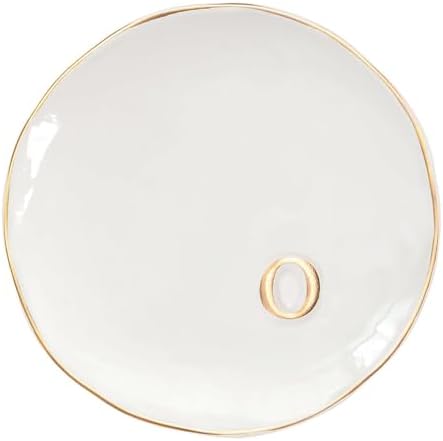 COLLECTIVE HOME - Ceramic Jewelry Tray, Decorative Trinket Dish for Rings Earrings Necklaces Bracelet Watch Keys, Birthday Mother's Day Christmas Gift for Women, 4.75", Glossy (o) by COLLECTIVEHOME