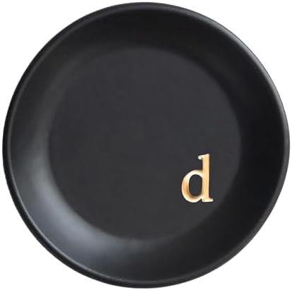 COLLECTIVE HOME - Ceramic Jewelry Tray, Decorative Trinket Dish for Rings Earrings Necklaces Bracelet Watch Keys, Birthday Mother's Day Christmas Gift for Women, 4.75", Black Surface (d) by COLLECTIVEHOME
