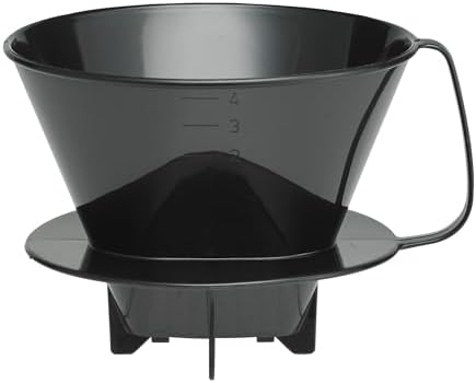 Fino Pour-Over Coffee Brewing Filter Cone, Number 4-Size, Black, Brews 8 to 12-Cups by Fino