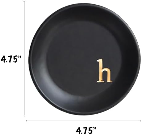 COLLECTIVE HOME - Ceramic Jewelry Tray, Decorative Trinket Dish for Rings Earrings Necklaces Bracelet Watch Keys, Birthday Mother's Day Christmas Gift for Women, 4.75", Black Surface (h) - Image 2