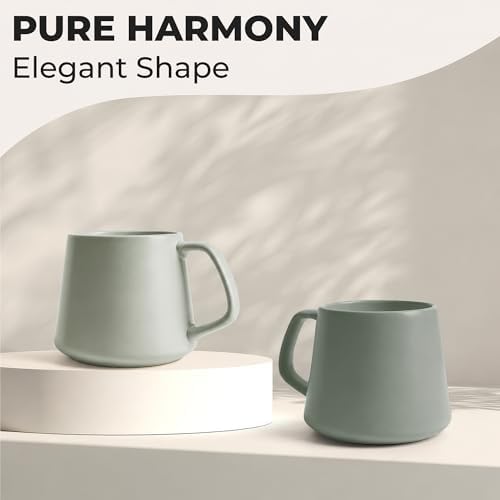 MIAMIO - Coffee Mugs Set of 4, Ceramic, Large (14oz) - Luxe (Evergreen) - Image 6