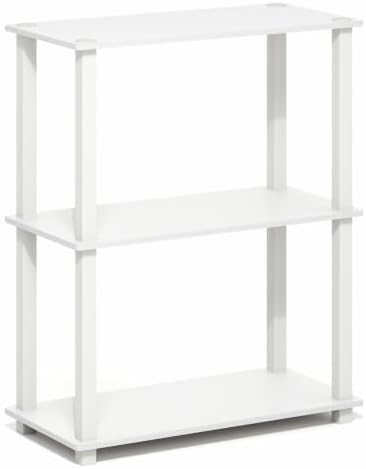 Furinno Turn-S-Tube Storage Shelves, 3-Tier Book Shelf, Corner Shelf, Toolless Open Frame Standing Shelves, for Organization and Storage, Living Room, Garage, Home Office, White - Image 5