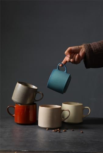 12oz Japanese Style Minimalistic Asian Rustic Reactive Glaze Ceramic Pottery Coffee Mug, Lead-Free Glaze earthen Tea Mug,Tea cup with handle, stoneware mugs, Microwave and Dishwasher Safe(Khaki) - Image 6
