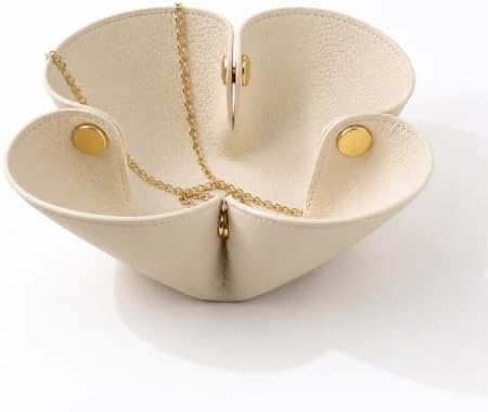 Grained Faux Leather Flower Shaped Valet Tray Large, Beige by Lartvivr%C3%A9