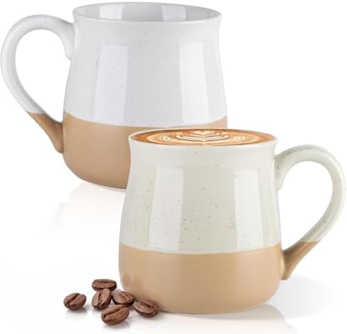 GBhome Ceramic Coffee Mugs Set of 2, 24oz Handmade Large Coffee Mugs Set by GBhome