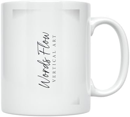Minimalist Coffee Mug - Elegant Vertical Script Design - 11 oz White Ceramic - Modern Aesthetic - Image 2