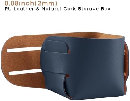 HOMIEAZICOZI 2-Pack Cork Leather Desk Accessories Storage - Pencil Pen Holder - Makeup Brush Holder Organizer - Stylish Addition to Home Decor (Dark Blue) - Image 2
