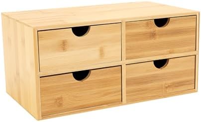 Gdrasuya10 Bamboo Desk Organizer, Drawer Tabletop Storage Organization Box for Office Home Toiletries Supplies, No Assembly Required (4 Drawer) by Gdrasuya10