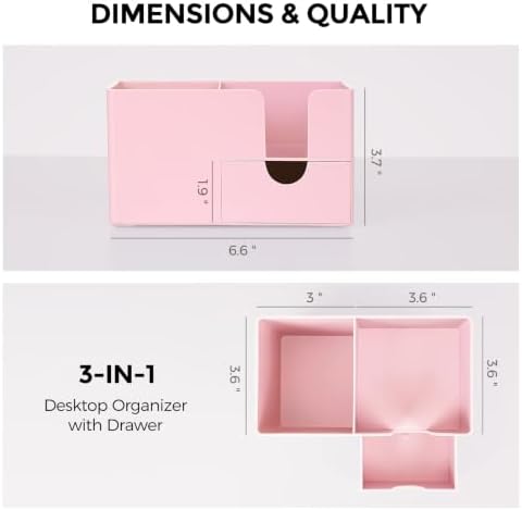 SKYDUE Small Desk Organizer with Sticky Notes Holder,Pen Holder for Desk - Image 5