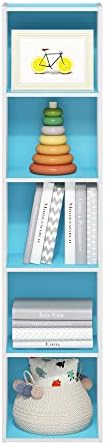 Furinno PASIR Book Shelf, 5-Tier Modern Bookshelf, Open Shelves Bookcase 9 x 12 x 52, Easy Assembly, for Living Room, Bedroom, Home Office, Light Blue/White - Image 6