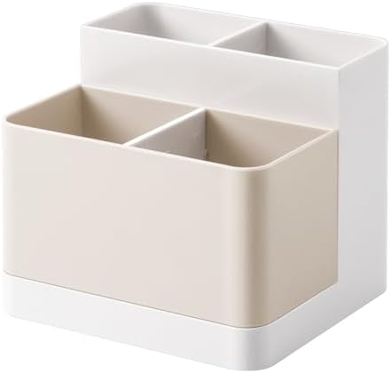 Poeland Desktop Storage Organizer, Pen and Pencil Cases Boxes, Pen or Pencil Holder Box Container for Desk, Office Supplies, Vanity Table Tan by Poeland