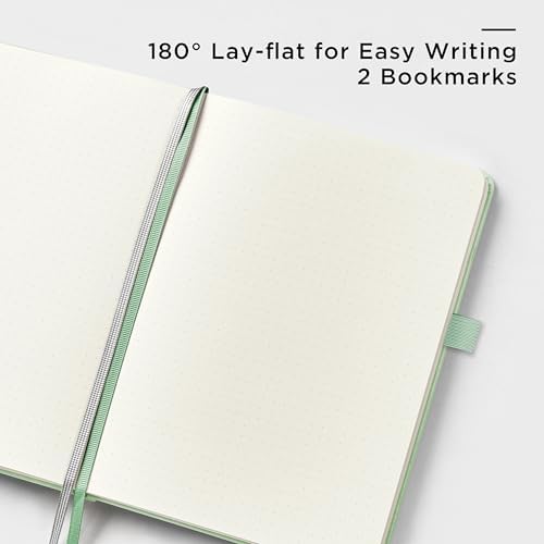 &And Per Se Dotted Journal Notebook, A5 Hardcover Leather Dotted Journal, 160 Pages 100gsm Thick Dot Grid Paper, 3 Sheets of Stickers Included - 5.7'' x 8'' (Light Green) - Image 3
