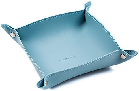 Leather Jewelry Valet Tray for Women and Man (Light Blue-B) by SANQIANWAN
