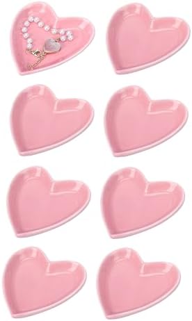 8pcs Ceramic Jewelry Dishes Heart Shape Jewelry Trays Storage Trays by Mozacona