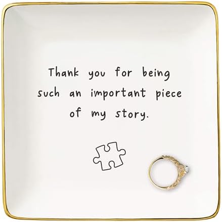 NZY Thank You Gifts for Women,Appreciation Gifts for Teachers,Nurse,Friends,Sister,Coworkers-Ceramic Jewelry Tray Trinket Holder Ring Dish-Thank You for Being Such An Important Piece Of My Story by NZY