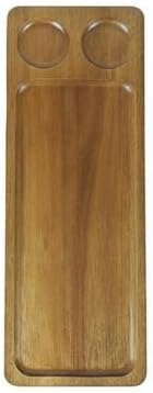 Generic Acacia Wood Serving Tray Hand Polished Japanese Appetizer Plate Multipurpose Serving Tray Platter with Beverage Holder Holder for Home, Cafe, Restaurant, Large Rectangular, Double Compartment by Unknown