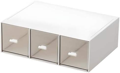 Desk Drawer Organizer, Stackable Storage Drawers, Plastic Compact Desk Storage Box Great for Office School Home Small Space - Large 3 Drawers (White) by kulusion
