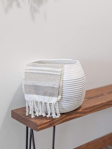 Goodpick Round Cotton Rope Storage Basket for Living Room, Bathroom, Kids' Corner & Shelves, Stores Towels, Cat Toys, Plants, White, 10"D x 8.3"H (Pack of 2) - Image 4