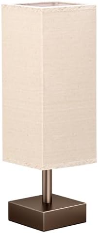 aooshine Browm Small Bedside Lamp for Bedroom - Square Beige Fabric Shade - Image 7