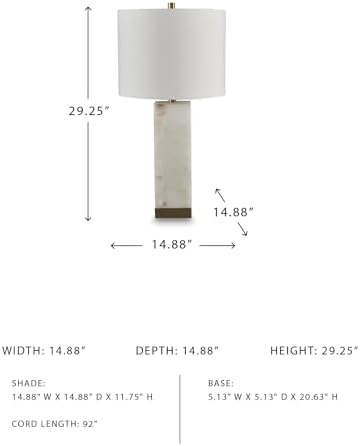 Signature Design by Ashley Linderfield Alabaster 3-Way Table Lamp, White - Image 4