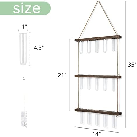 Mkono Plant Propagation Station, 3 Tier Brown Wall Hanging Vase Test Tubes - Image 6