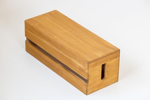 Paulownia Wood Cable Management Box – Handmade Cord Organizer for Power Strips, Chargers & Routers, Minimal Japanese Cable Storage, Made in Japan by Masuda by Unknown