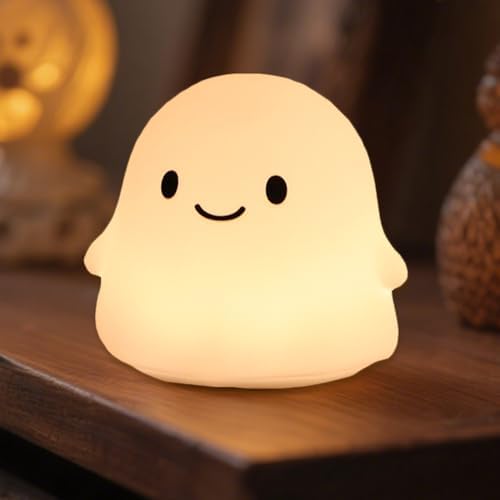 Rytinazzz Halloween Ghost Night Light, 50-Hour Battery & Pat Control, Cute Squishy Lamp for Kids Room Decor, USB Rechargeable with Timer, Cute Home Decor by Rytinazzz