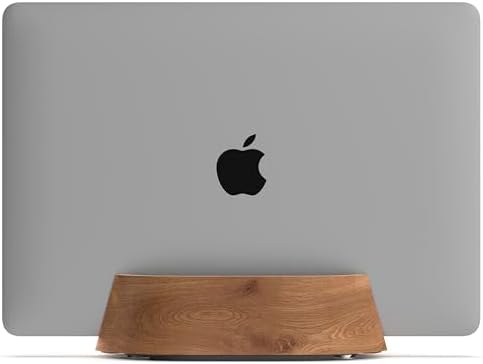 HumanCentric Vertical Laptop Stand in Black Walnut Wood, Adjustable by HumanCentric