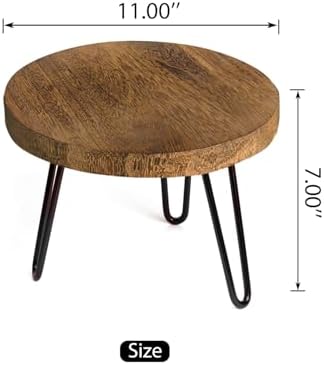 OBTAIN Plant Stand Indoor Outdoor Wood Mid Century Plant Stand for Indoor Plants, Modern Plant Table Round Plant Stool, Boho Rustic Wooden Stool for Plant Pot Hol (L) - Image 3