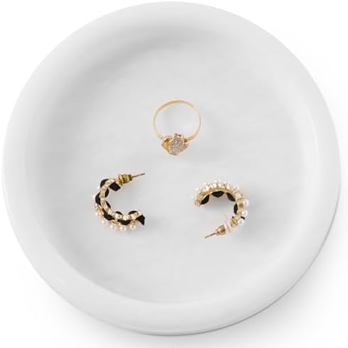 Marble Jewelry Dish, 5" Handmade White Ring Tray by SPESHSTONES