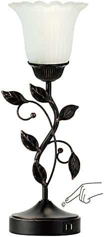 Touch Leaf Bedside Table Lamp with 2 USB Ports Nightstand Lamps by RORIANO