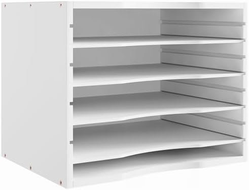 Bamjoy Bamboo 5 Tier Desktop Organizer, Paper Organizer Mail Sorter, File Holder Letter Document Storage with Adjustable Shelves for School Home Office, White - Image 2