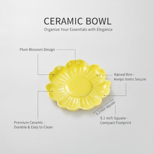 Plum Blossom Shaped Ceramic Bowl, 5.2 Inch Square - Image 4