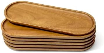 Small Wooden Oval Narrow Tray (11.3 x 4.1 inch) 6 Pack by VSUINGO-StriveforPerfection
