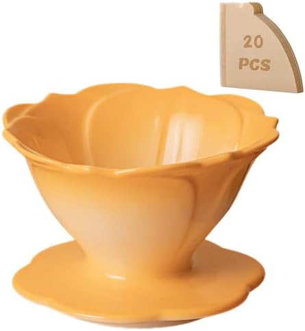 Ceramic Pour Over Coffee Dripper Flower Shape V60-01 (Lemon) by Unknown