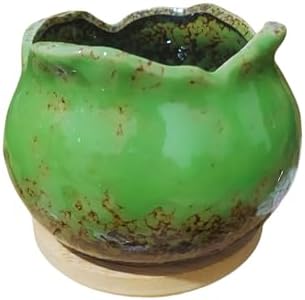 Cute 4" Round Ceramic Home Garden Decoration Succulent Cactus Flower Pots Container -Plant Not Included，Green - Image 3