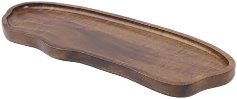Rectangular Wooden Serving Tray for Tea, Coffee and Desserts - Japanese Style Natural Wood Breakfast Platter for Home Kitchen Cafe Decor - Easy to Clean Snack Fruit Organizer(TP06（Large）) - Image 4