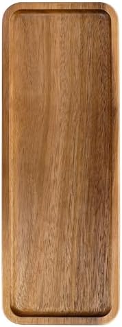 TJ POP Acacia Wooden Tray - 11.4” x 4.1” Rectangular Decorative Tray for Counter, Solid Wood Serving Tray for Coffee Table, Snacks & Drinks, Rustic Serving Platter for Party, Holiday & Everyday Use by TJPOP