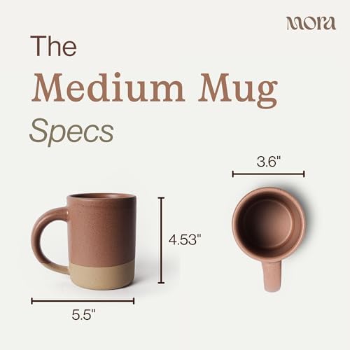 MORA Medium Mugs Set of 4, 16oz Ceramic Pottery Latte Mugs/Coffee Cups - Microwave and Dishwasher Safe - Toasted Terracotta - Image 2
