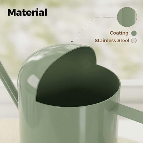 Bamworld Small Watering Can Indoor Outdoor Plant Metal Stainless Steel Long Spoutt Flowers Watering Cans for House Garden Plants 10OZ Watering Bottle Cute Stylish Gardening Decoration(Avocado Green) - Image 6