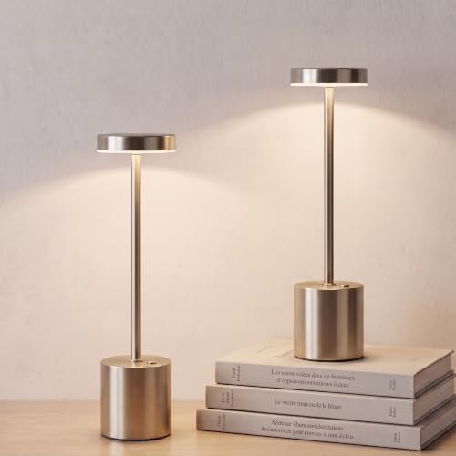 Silver Cordless Table Lamp 2Pack Rechargeable Portable Table Light by Unknown