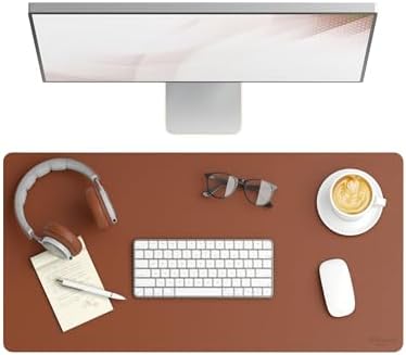 Smead Vegan Leather Desk Pad Mat, Office Desk Mat, Medium, Saddle Brown by SMEAD