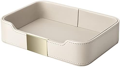 SANZIE Leather Tray Organizer, Valet Tray Key Bowl (Metal Gilded, Grey) by SANZIE