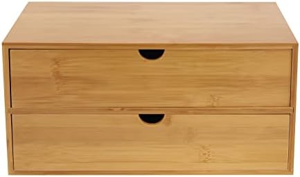 Bamboo Desk Organizer - Mini Bamboo Desk Drawer Tabletop Storage Organization Box, for Office Home Toiletries Supplies, No Assembly Required - Image 4