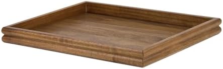 HILLSPRING Acacia Wood Ottoman Tray with Raised Edges, 17" x 13" by HillSpring