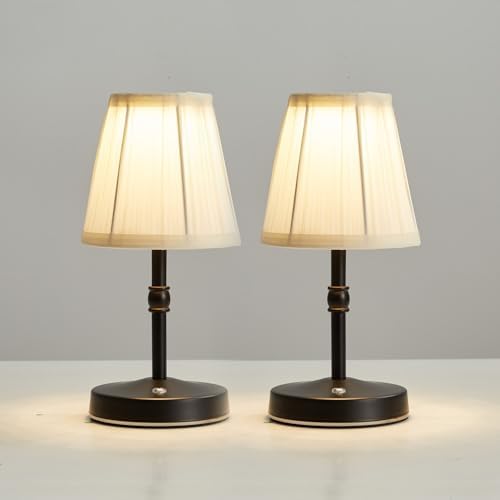 LED Cordless Mini Lamp 5W,3000 mah Battery Operated Lamps,3 Color Temperature Dimmable Table Light,Small Rechargeable Lamp,Kitchen Lamps countertop,Restaurant (Black,2pack) by Unknown