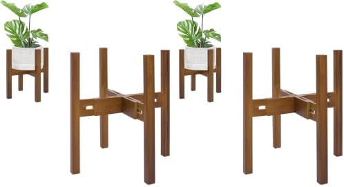 Rnined Adjustable Plant Stand Indoor,Bamboo Mid Century Modern Plants Stands, Stable Plant Holder,Fit 8 9 10 11 12 inch Pots (Pot & Plant Not Included) (Pack of 2) by PlantsHomeFun