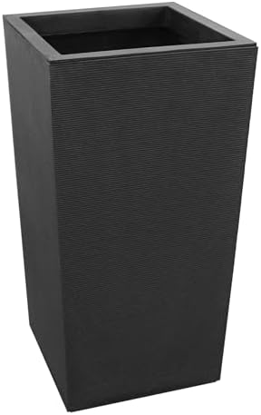 Tierra Verde Citadel Horizon Self-Watering Square Planter, Black, 13.5"x26" by TierraVerde