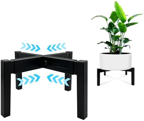 Heavy Duty Adjustable Metal Plant Stand for 10"-16" Plant Pot – Indoor & Outdoor (Black, 1 Pack) by DDPow