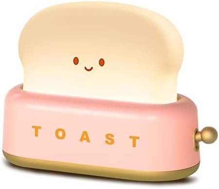 QANYI Cute Desk Decor Toaster Lamp, Kawaii LED Toast Bread Night Light Rechargeable and Portable Light with Timer, Christmas Gifts Ideas for Baby Kids Girls Teens Teenages by QANYI